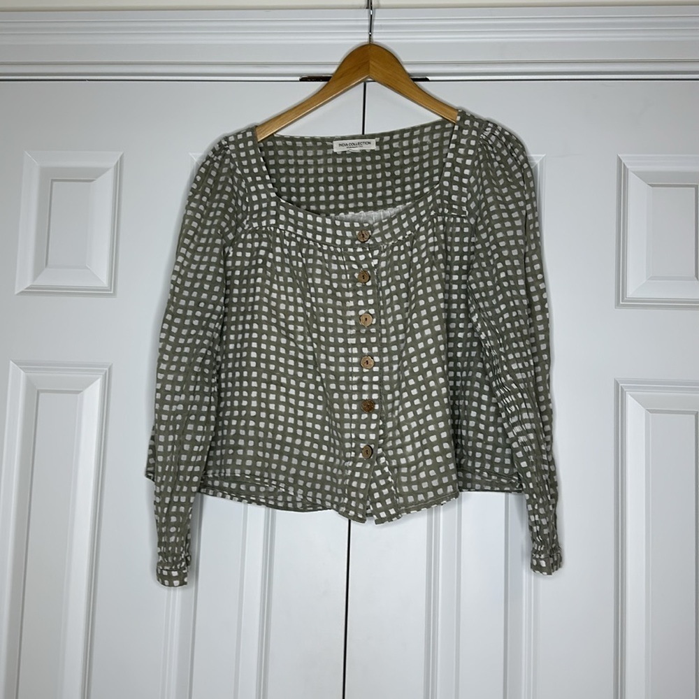 Emerson Fry Gray Checkered Blouse - Picture 5 of 12